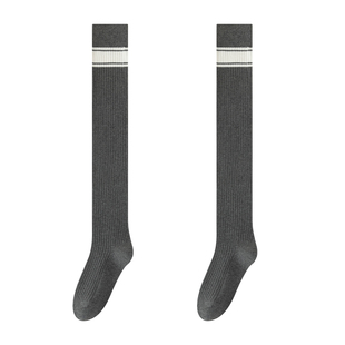 灰色过膝盖长筒袜子女秋冬季长腿春秋款学生高筒长靴子大腿长袜套