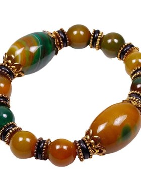 手串玉珠西藏文玩天眼黄玛瑙