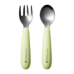 babycare宝宝自主进食辅食316L不锈钢勺子短柄婴儿儿童学吃饭训练