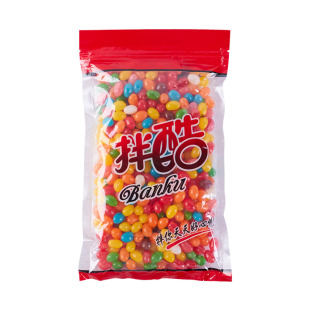吉利豆水果味软糖500g烘焙装饰多彩色糖豆混合味夹心糖果休闲零食