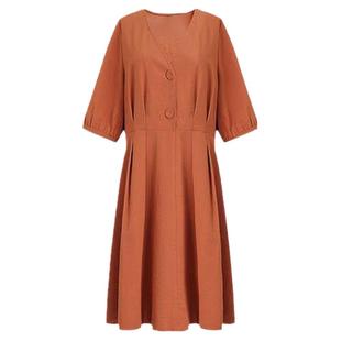 2025夏季新款贵夫人气质显瘦收腰V领A字裙大码宽松洋气时尚连衣裙