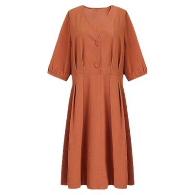 贵夫人气质显瘦收腰V领A字裙