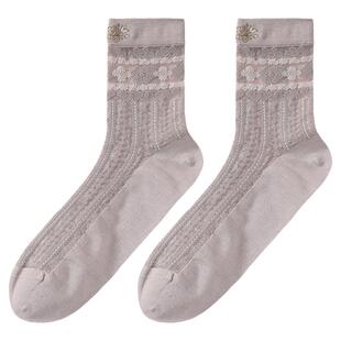 tutuanna芭蕾风玻璃丝袜女夏季洞洞鞋中筒袜刺绣透明水晶凉鞋袜