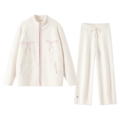 BE半边绒蝴蝶结加厚女拉链新品