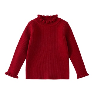 白色打底衫女童加绒毛衣洋气小公主宝宝半高领儿童长袖t恤冬内搭