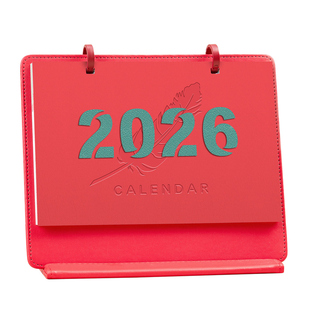 台历2026马年创意高档折叠桌面办公摆件工作月历订做皮质日历本打卡翻页活页可拆卸式记事本企业印刷定制logo