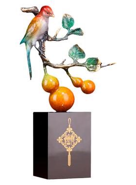 黎采铜大理石新中式玄关装饰摆件