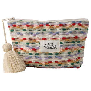 美摘彩色毛线编织化妆包高级感内胆包大容量便携出差洗漱包收纳袋