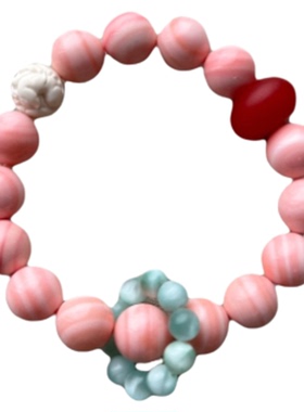 原矿100%无优化粉贝贝高货手串女