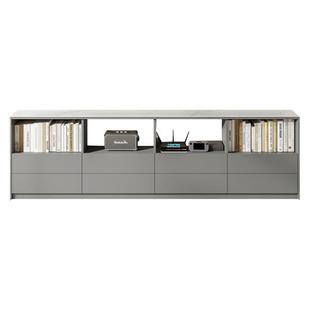 2025新款圆角窄书柜电视柜暗格隐藏插座推拉设计矮柜实木书架落地