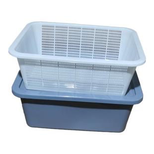 塑料方盆带盖长方形洗菜沥水盆篮子大号商用套装加厚饭店残渣过滤