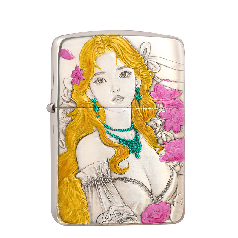 Zippo镀银1941彩绘挚爱女郎送礼