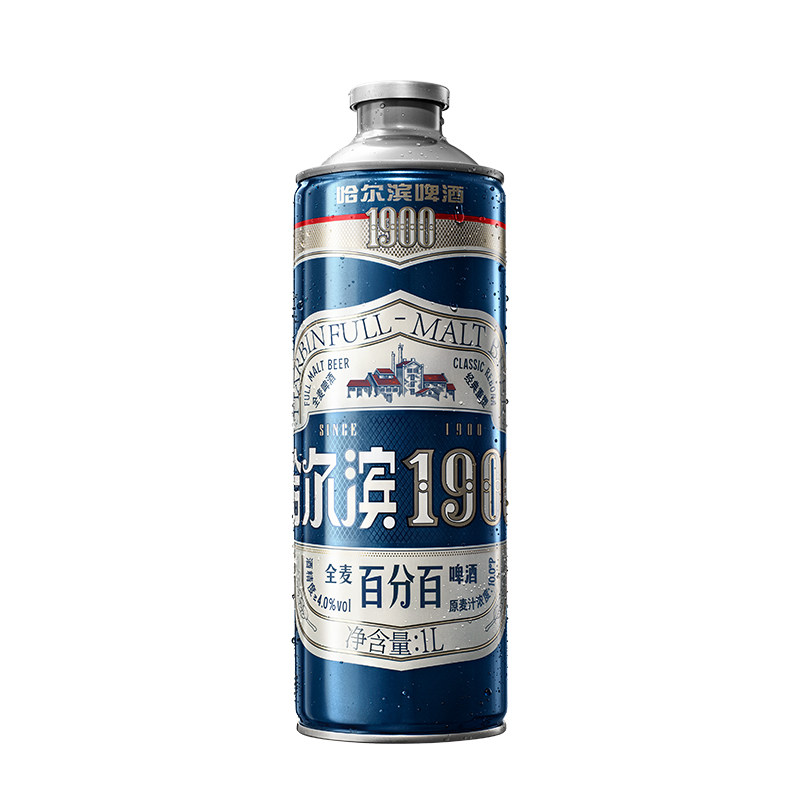 哈尔滨1900全麦啤酒1L×6大瓶装