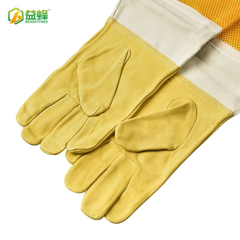 亚马逊跨境爆款养蜂工具金黄色美式蜂手套具新型蜂羊皮透气防手套