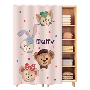 书柜遮挡帘星黛露免打孔书架防尘帘开放式书橱帘子防灰尘滑轨布帘