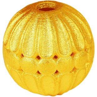 足金999古法8毫米实心格桑花纹男女百搭手链串黄金小圆隔珠礼物