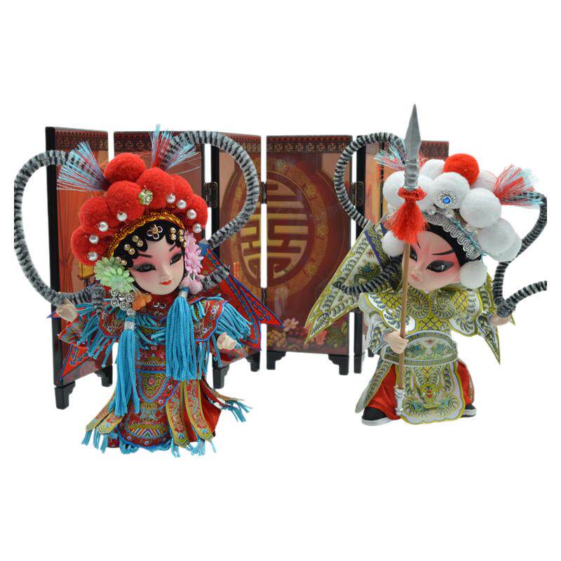 北京礼物绢人娃娃摆件京剧戏曲人物摆件Q版娟人婚庆乔迁生日礼品