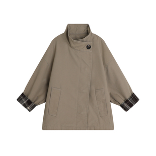 布丁哈鲁秋装女童上衣2026新款儿童春秋休闲复古风衣外套中长款