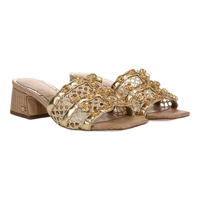 SAM EDELMAN山姆爱德曼春夏水钻网纱时装粗高跟凉鞋金WEBSTER