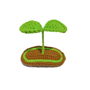 网红新款纯手工钩织毛线豆芽发夹可爱萌系立体小草BB夹精品店发饰