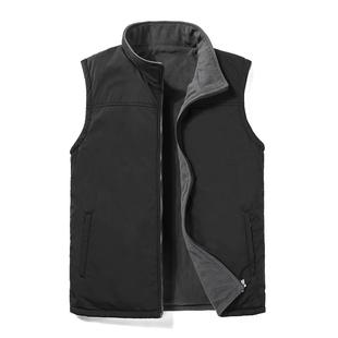 双面穿马甲男秋冬季加厚保暖摇粒绒背心立领马夹宽松大码坎肩外套