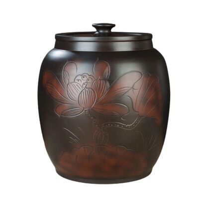 建水紫陶密封防潮聚香大容量茶缸
