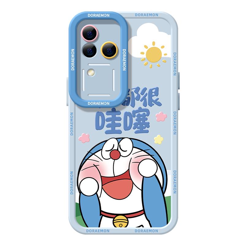 适用vivos20手机壳女款s19pro保护套vivo s16e全包18防摔s15/s12/s10磨砂硅胶软s17外壳哆啦s9蓝胖卡通新款
