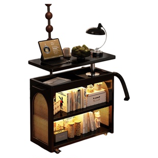 实木移动茶几可升降式小户型客厅沙发边几卧室看剧办公复古小桌子