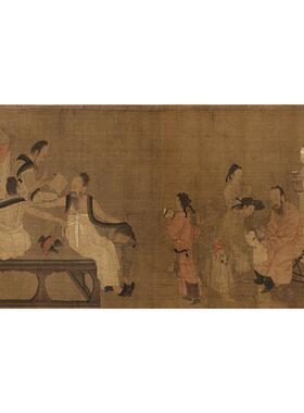 北齐杨子华校书图人物工笔国画
