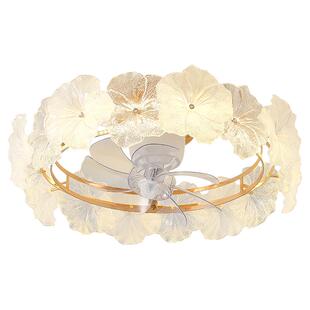 轻奢水晶卧室吊扇灯公主女孩儿童房间灯早教园课室吸顶灯带风扇