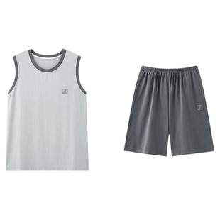 芬腾可安睡衣男款男士夏季棉绸2026新款背心夏款大码家居服套装夏