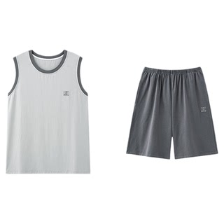 芬腾可安睡衣男款男士夏季棉绸2026新款背心夏款大码家居服套装夏