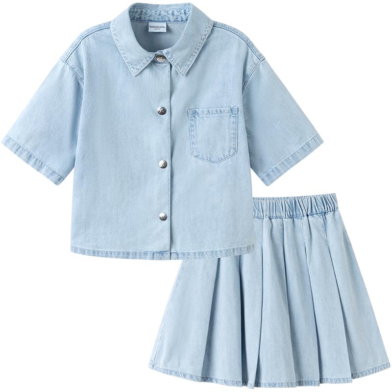 【商场同款】巴拉巴拉女童套装夏季儿童装2025新款夏装牛仔两件套