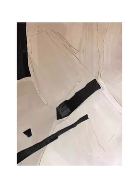 玄关手绘油画侘寂风客厅立体挂画民宿黑白装饰画高级灰抽象肌理画