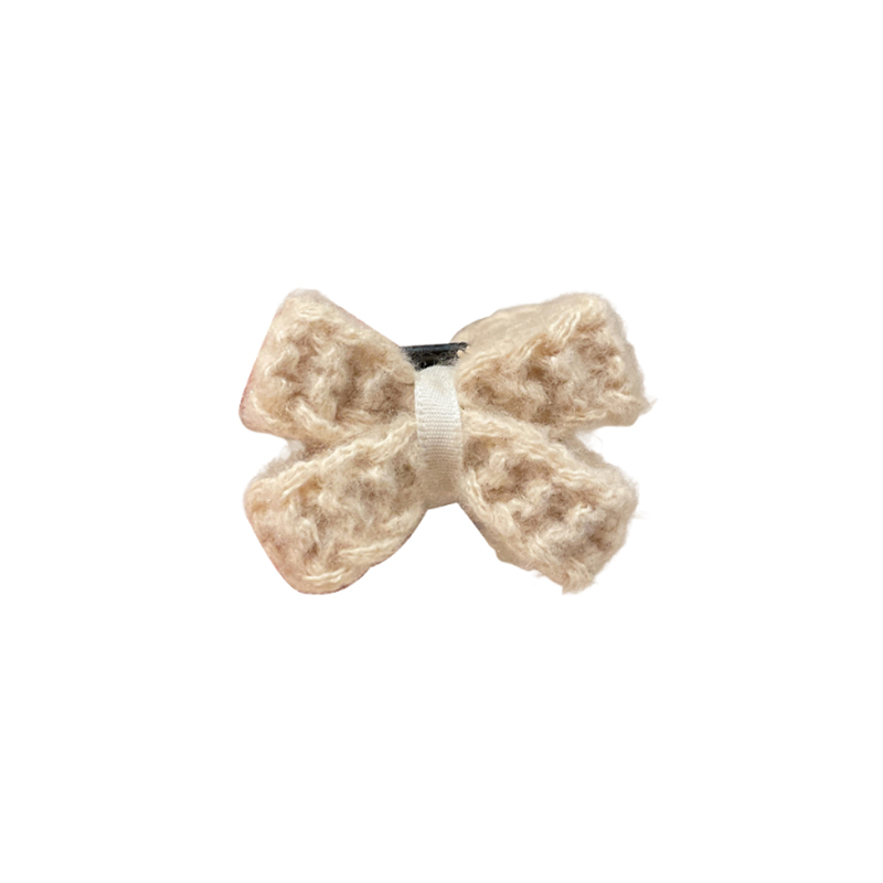 针织蝴蝶结发夹女后脑勺秋冬迷你刘海小抓夹半扎发毛绒发卡头饰