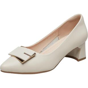 意尔康女鞋官方旗舰店单鞋女浅口单鞋粗跟气质工作鞋Outlets