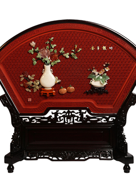 扬州漆器扇形生日礼品商务台屏