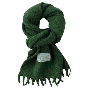 SixFeet秋冬纯色贴布针织围巾墨绿色流苏围脖男保暖韩版披肩女潮