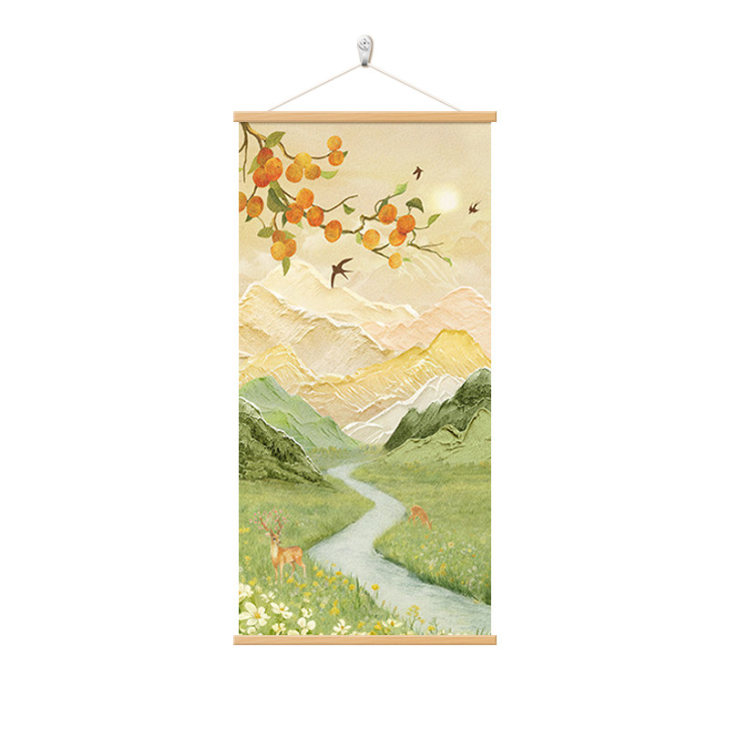 日照金山玄关装饰画奶油风肌理感