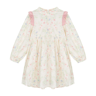 小O宝童装 宝宝森系碎花连衣裙女田园风2026春季新款女童立领裙子