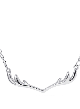 一路有你鹿项链纯银送女友生日礼S925银女简约鹿角吊坠圣诞节礼物