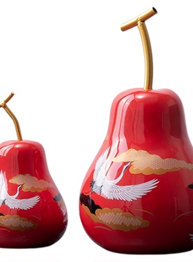 新中式客厅装饰摆件仙鹤梨苹果大