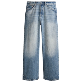 HM男装牛仔裤春季宽松时尚通勤阔腿休闲复古直筒牛仔裤1288186