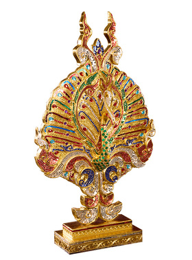 泰国木雕工艺品孔雀开屏摆件