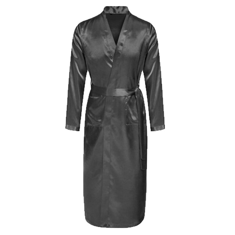 定制超长睡袍黑色模特走秀长袖仿真丝男女加大加肥200斤酒店浴袍