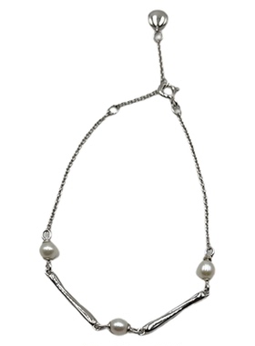 PAUSA ANN s925 小众极简法式竹节天然珍珠细链手链