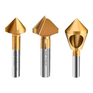 YHOK倒角不锈钢倒角刀含钴镀钛倒角钻单刃三刃内孔60度90度120度