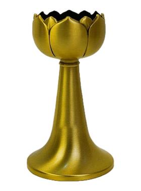 黄铜制作莲花烛台蜡台家居室内佛堂供奉长明灯酥油灯黄铜蜡台摆件