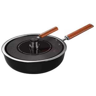 卡特马克唱片钛铁锅家用炒菜锅不沾无涂层电磁炉燃气灶极铁炒锅