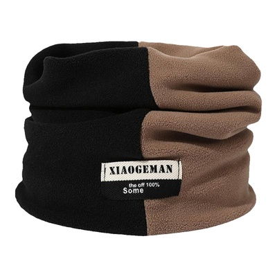 2025秋冬新款拼色保暖围脖百搭加厚双层面罩脖套防风男女同款围巾